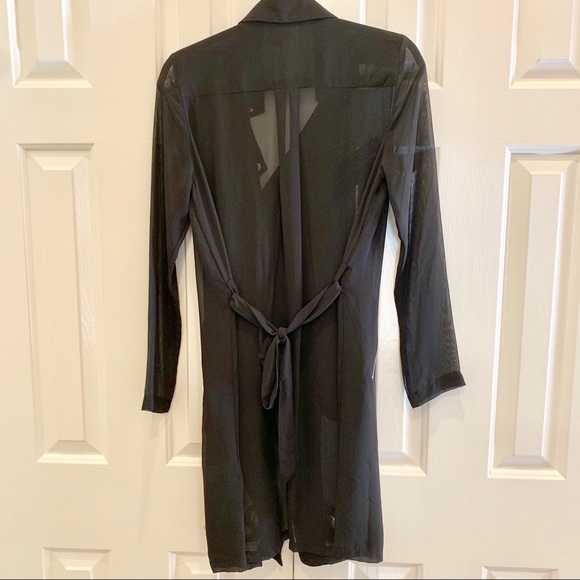 Divided Black Chiffon Moto Trench Coat NWOT - Picture 4 of 4